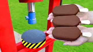 EXPERIMENT HYDRAULIC PRESS VS ICE CREAM