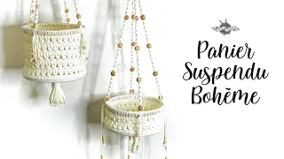 PANIER au crochet et macramé suspension "Bohème" déco