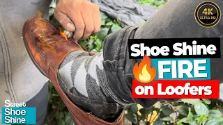 ASMR Shoe Shine 👴👴👴 RESTORE my Shoes with fire- Changing COLOR #asmr #shoeshine