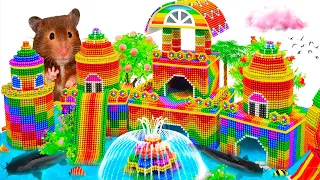 How to Build Mini PlayGround With Bubble Water Slide And Pool Around For Pets From Magnetic Balls