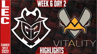 G2 vs VIT Highlights | LEC Summer 2022 W6D2 | G2 Esports vs Team Vitality