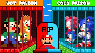 Luigi and Sonic Family R.I.P Mario in Prison Hot vs Cold Challenge...Please Comeback!