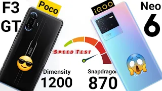 iQOO Neo 6 vs Poco F3 GT Speedtest 5 Heavy Games Comparison which is Best 🔥🔥🔥