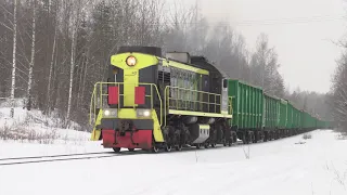 Тепловоз ТЭМ2-6080 и полувагон с 1972 года / TEM2-6080 and a gondola from 1972