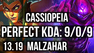 CASSIOPEIA vs MALZAHAR (MID) | 9/0/9, Legendary, 500+ games | NA Master | 13.19