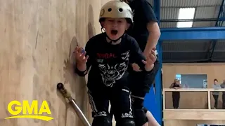 Ten-year-old lands an unbelievable double backflip on a scooter l GMA