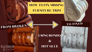 How To Fix Missing Furniture Trim - Use Hot Glue and Bondo To Fix Furniture - Furniture Repair
