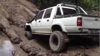 Jay trying out bog hole and bitching out in his turbo hilux