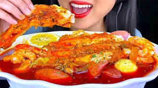 ASMR GIANT KING CRAB DE-SHELLED SEAFOOD BOIL (EATING SOUNDS NO TALKING) ASMR Phan