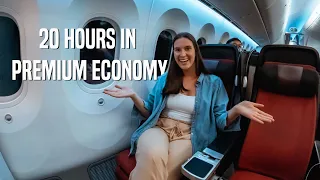 FLYING 20 HOURS IN JAPAN AIRLINES PREMIUM ECONOMY |  Our longest flight so far