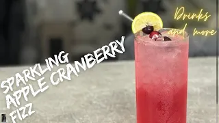 Easy Sparkling Apple Cranberry Fizz Mocktail | Dry January | Valentine Mocktail Idea