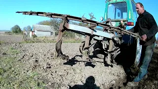 Оранка трактором...Т-40 АМ..саморобний плуг ПН 3-30...з саморобною бороною... //UA//@Bulat.SF-200