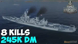 World of WarShips | Georgia  | 8 KILLS | 245K Damage -  Replay Gameplay 4K 60 fps