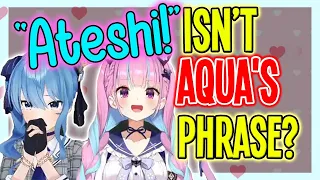 【ENG Sub】Suisei teases Aqua saying "Ateshi", Aqua reveals its origin - Suisei x Aqua APEX【Hololive】