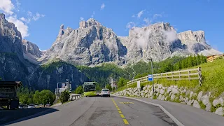 4K Dolomites Scenic Drive | Cortina - Valparola Pass - Sella Pass - Canazei