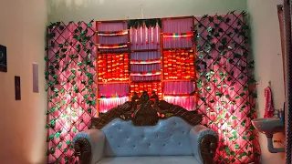 My Sreemantham Decor At Home | Diy Bangles Backdrop | Indian decor |Bridal Traditional Backdrop .