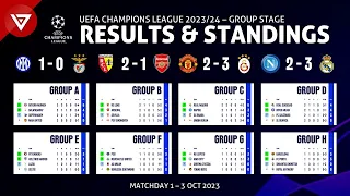 🔴 Matchday 2 - Champions League 2023/24 Standings Table & Match Results as of 3 Oct