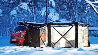 ❄️ Amazing Truck Camping in Snow Storm | Cozy & Relaxing ASMR