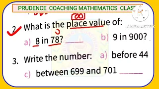 What is the place value of  8 in 78 9 in 900 Unit Test 1 ch 1 to 3 class 2 maths New maths Ahead 2