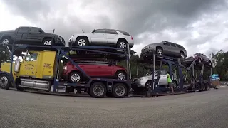 Unloading a car hauler