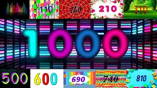 Numbers 1 to 1000 colorful 3D | Números de 1 a 1000 coloridos 3D | 1000 seconds | 1から1000までの数字