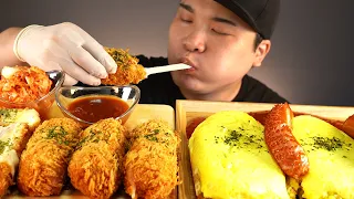 will eat delicious Omurice and Cheese Tonkatsu. Like and subscribe .