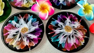 #1371 WOOHOO! Incredible Rainbow 3D Flower Resin Coasters