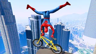 GTA 5 - Spiderman BMX Parkour Jumps Vol.53 (Euphoria Ragdolls)