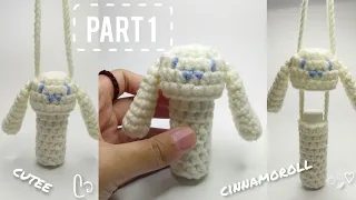 How to crochet cinnamoroll lip balm holder, cinnamoroll bag charm Part 1