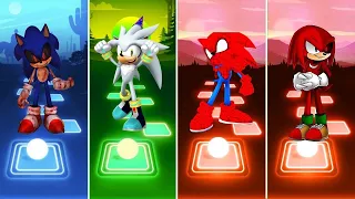 Sonic Exe 🆚 Spiderman Sonic 🆚 Knuckles Exe Sonic 🆚 Silver Sonic | Sonic Music Gameplay Tiles Hop