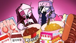 Pink vs Black Convenience Store Food Challenge! |  Friday Night Funkin Animation Mukbang