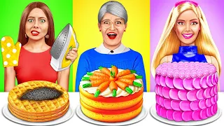 ¡Desafío de Cocina Barbie VS la Abuela! Situaciones de Comida y Trucos Divertidos por YUMMY JELLY