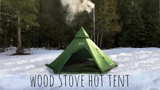 Winter Camping In Hot Tent | Cooking Pasta Dish On Wood Stove