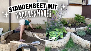 erhöhtes Staudenbeet mit Trockenmauer bauen | Beetumrandung ohne Umgraben | Gartengestaltung