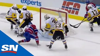 Paul Byron Makes Unlikely Pass to Set Up Artturi Lehkonen Just Outside Crease