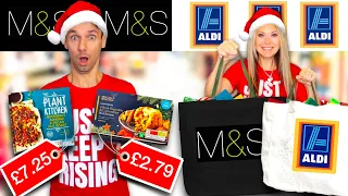 CHEAP vs EXPENSIVE Christmas food shopping M&S vs ALDI *grocery haul
