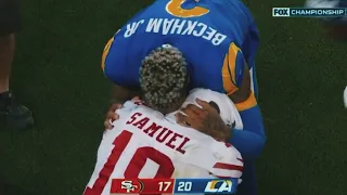 49ers Deebo Samuel in tears with Rams Odell Beckham Jr. after the loss in the NFC Championship game