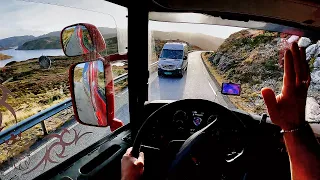 POV Driving Scania R440 - Full-time work on narrow, dangerous roads!