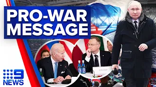 Putin’s pro-war message, Biden shoring up support among NATO allies | 9 News Australia