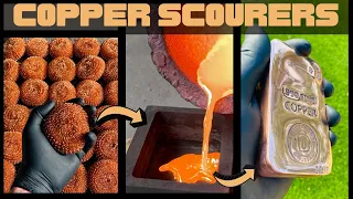 Kitchen Copper Scourer Melt - ASMR Metal Melting - BigStackD Brillo Bullion Bar - Trash To Treasure?