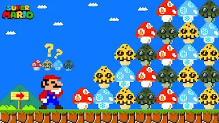 What if Mario Collect 999 Mushroom POWER-UPS in New Super Mario Bros. Wii ?? | Game Animation