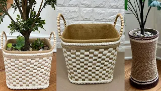 2 Diy Basket/ Diy Rope Basket/ Storage Basket Diy/ Plant Basket/ سبت يدوي