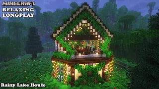 Minecraft Relaxing Longplay - Rainy Lake House - Cozy Build Lake House ( No Commentary ) 1.19