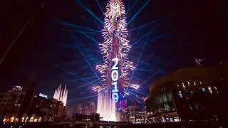 Dubai, UAE Burj Khalifa Laser Show & Fireworks 2019 New Year Celebration  I HD