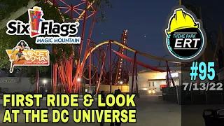 SIX FLAGS MAGIC MOUNTAIN WONDER WOMAN CONSTRUCTION UPDATE #95 7/13/22 [FIRST RIDE & LOOK AT DC AREA]