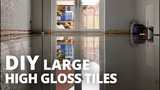 HOW TO LAY LARGE GLOSS TILES (600X600mm), DIY TILING GET A SLEEK LUXURY FINNISH AND SAVE MONEY