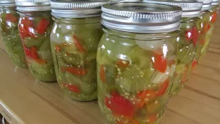 Canning Pickled  Green Tomato -Pepper Mix