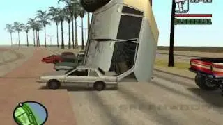 GTA SA Monster Truck Madness #2 ( Cars stuck in road!!! )