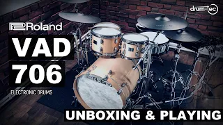 Roland VAD706 v-drums acoustic design electronic drums unboxing & playing