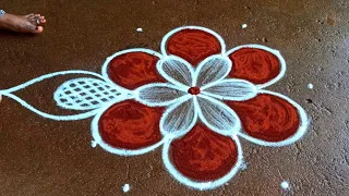 Simple method flowers kolam🌺|5*3 chithirai madham kolam🌺|pandaga muggulu🌺|Beautiful rangoli